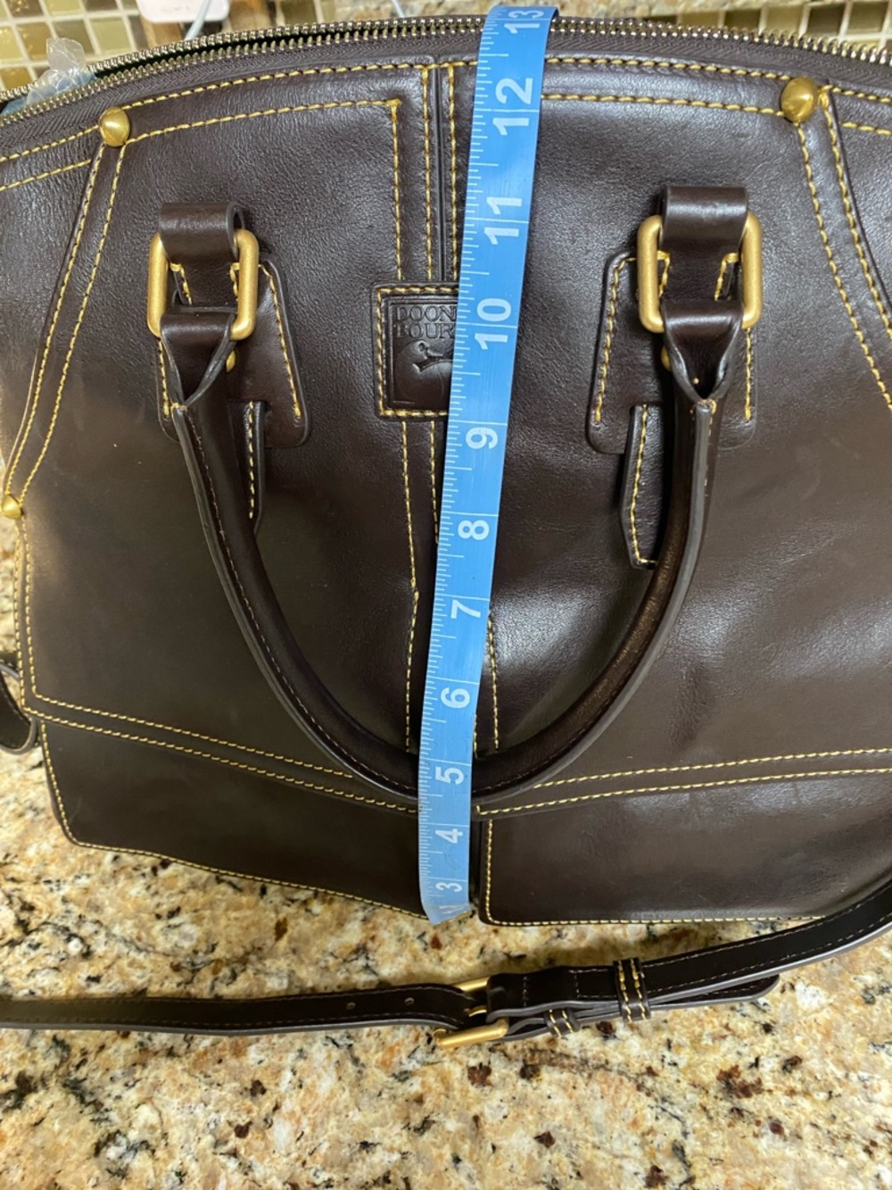 Dooney & Bourke Brown Leather Satchel with Tassel - Picture 7 of 7